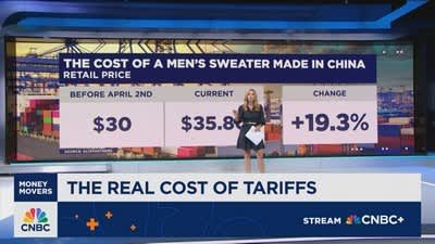 Tariff cost breakdown of men's sweater