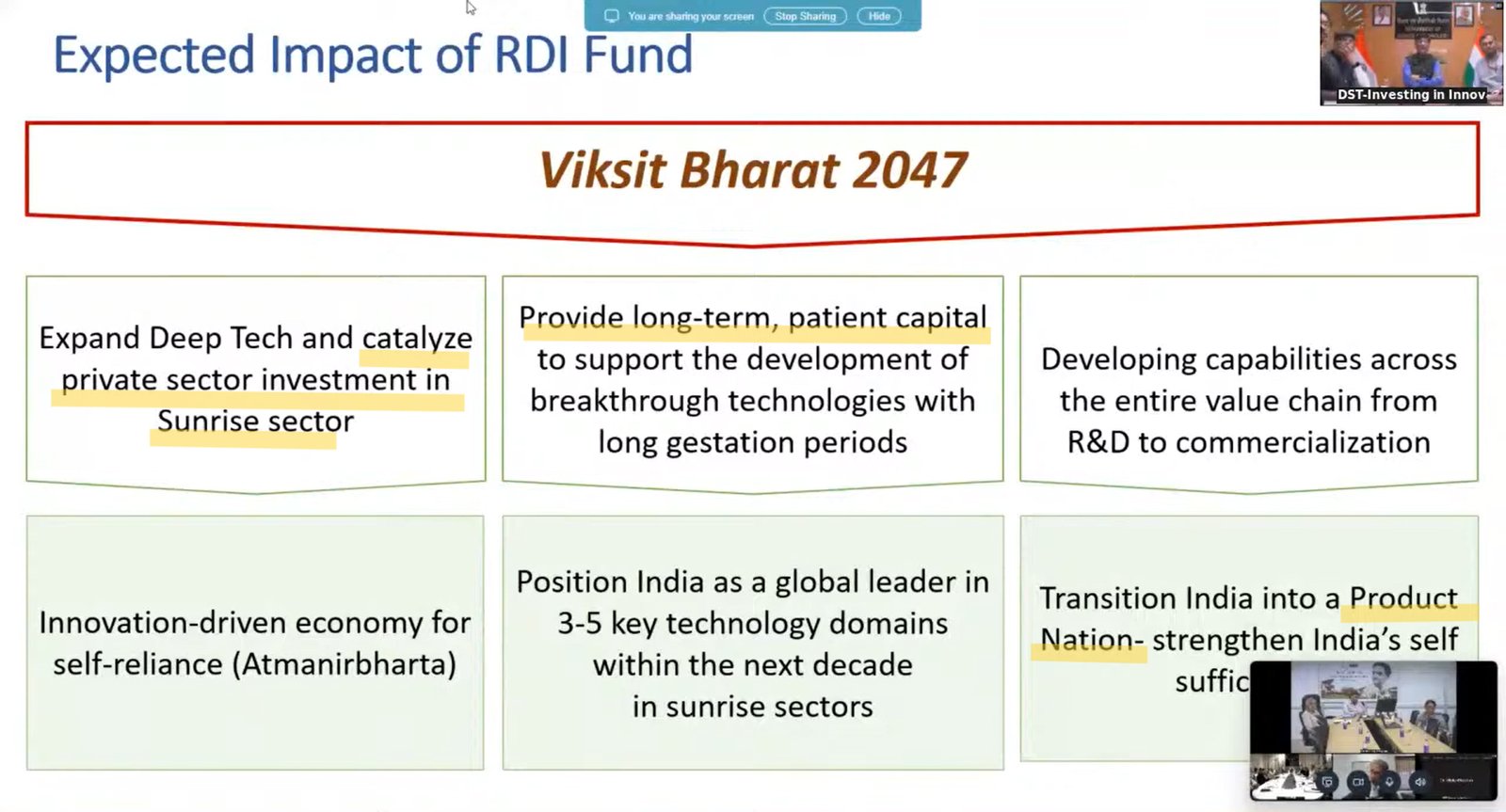 Webinar screenshot explaining RDI scheme