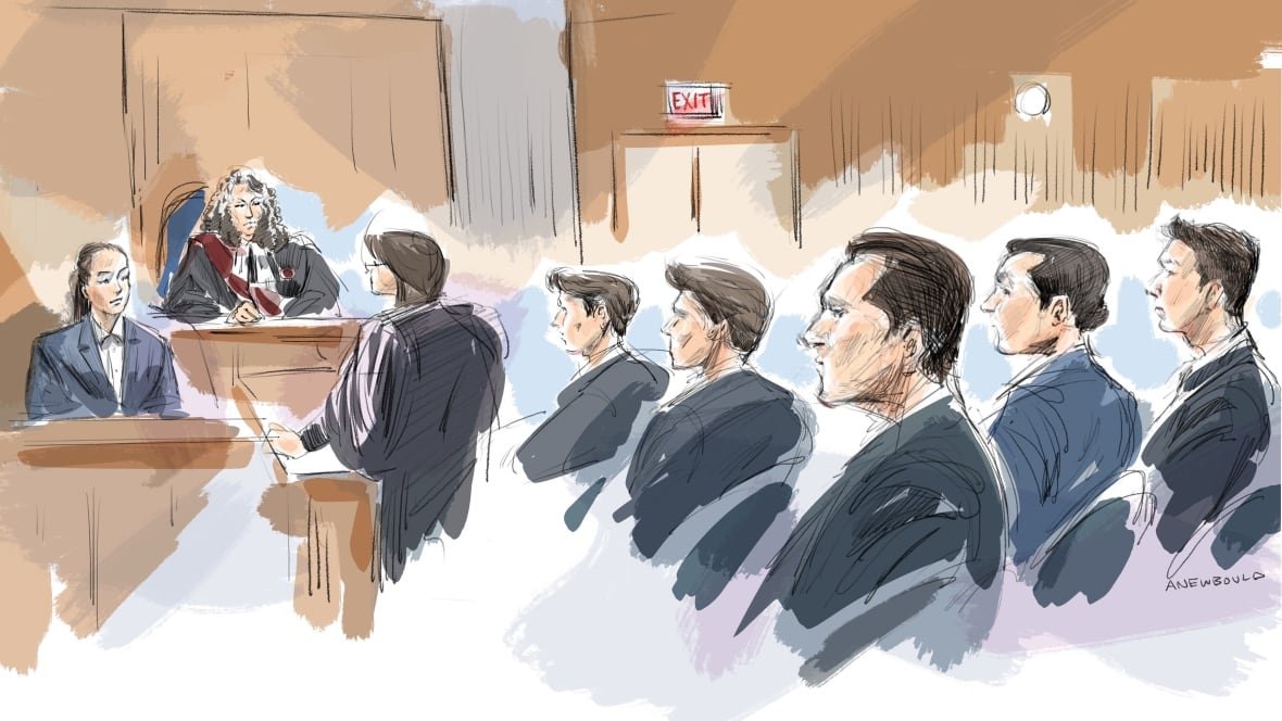 Courtroom sketch showing justice Maria Carroccia during trial