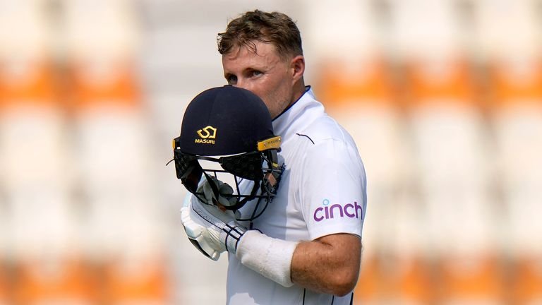 England's Joe Root celebrating after scoring a century