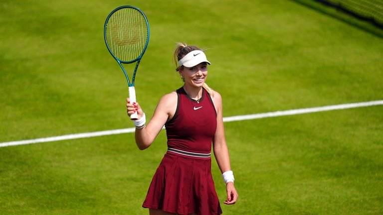 Katie Boulter competing fiercely during Nottingham Open