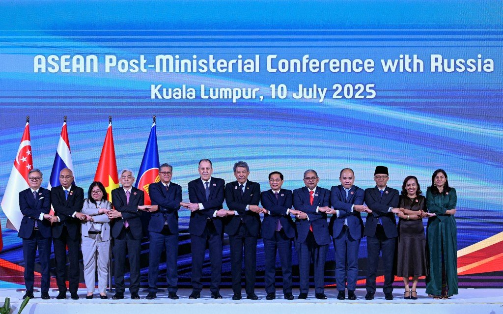 Delegates gathered during Association of Southeast Asian Nations Post-Ministerial Conference featuring Russian officials held at kuala Lumpur convention Centre.