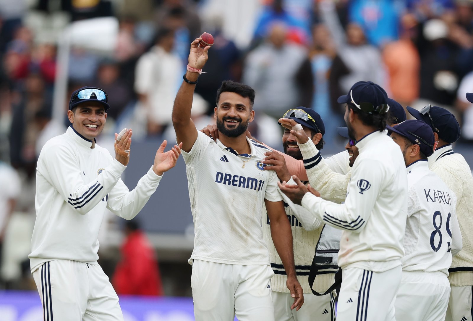 Akash Deep celebrating after taking wickets