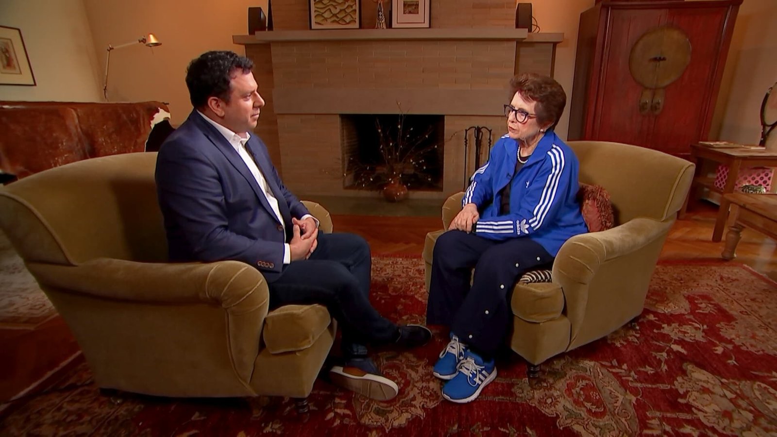 Tennis icon Billie Jean King discussing women's sports and tennis unity