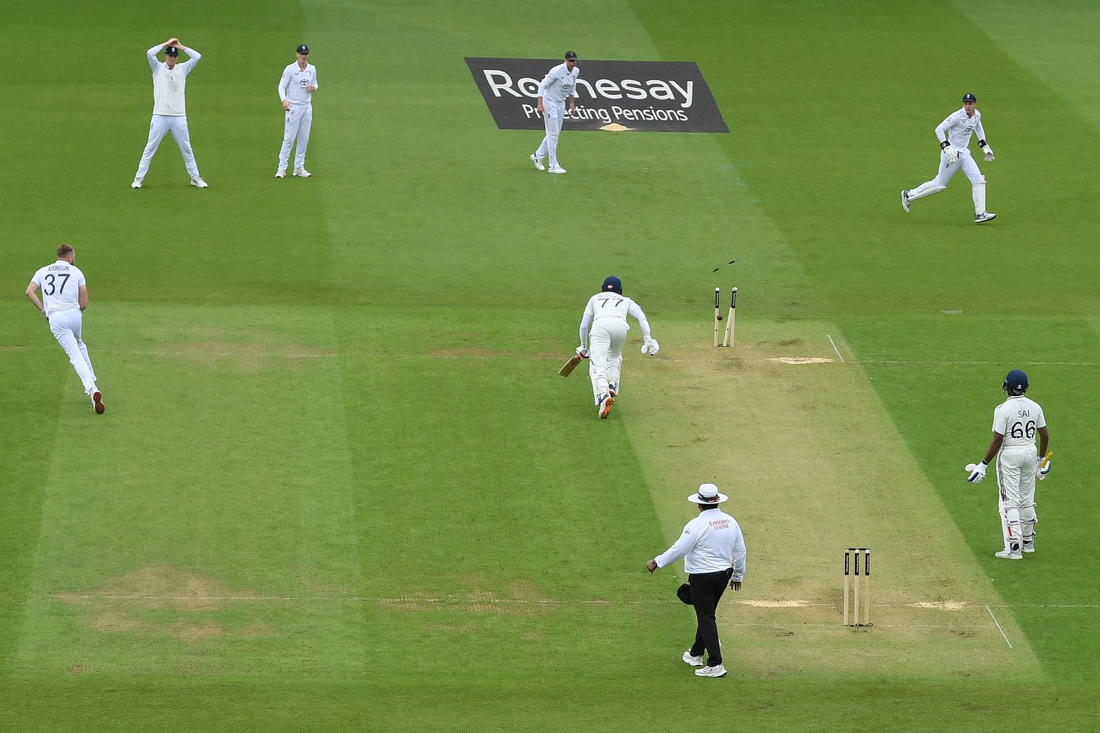 Shubman Gill run out by Gus Atkinson during Day One