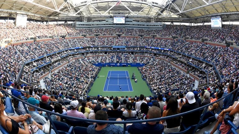 arthur Ashe stadium overview during championship match