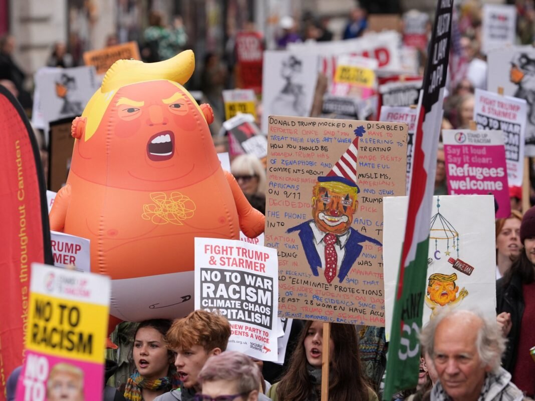 British protesters say ‘No to racism, no to Trump’
