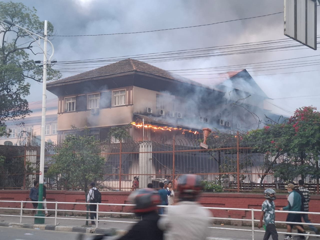 Burning Supreme Court building Kathmandu
