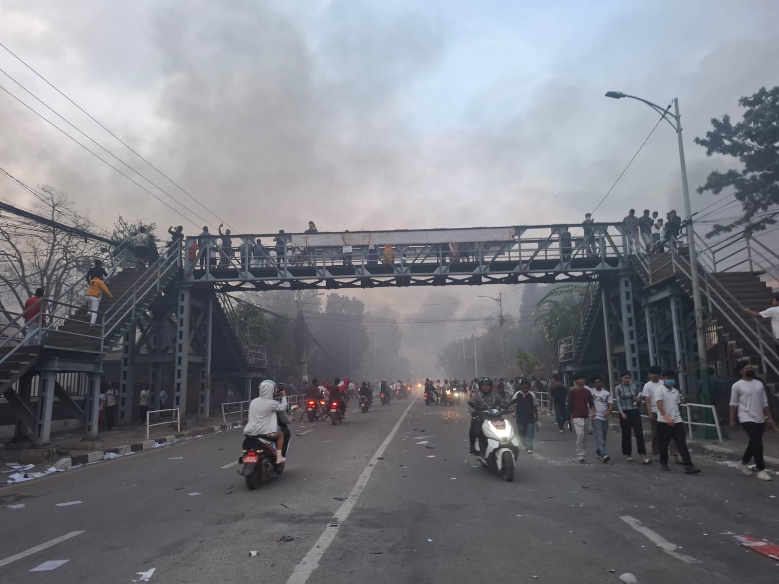 Smoke rising Kathmandu government building