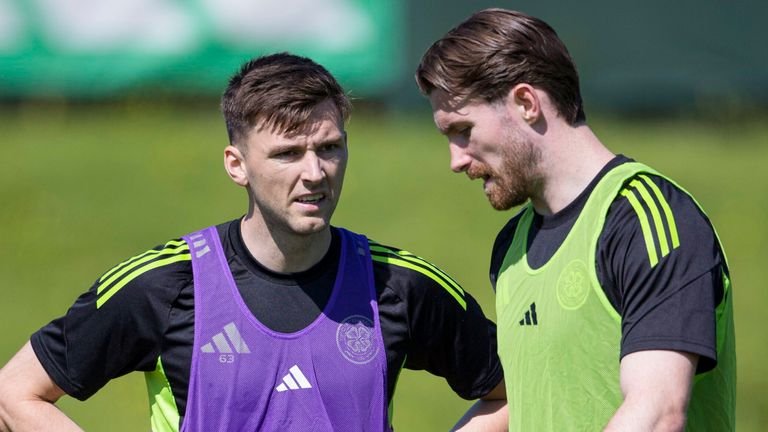 Celtic full-backs Kieran Tierney (L) and Anthony Ralston both withdrew from previous camp due to injury