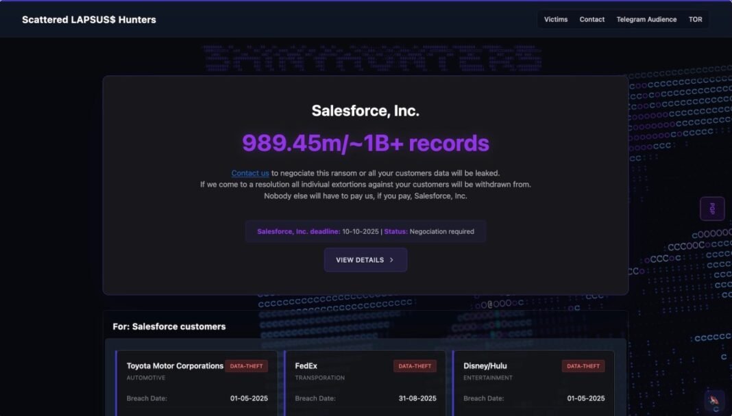 Hacking group claims theft of 1 billion records from Salesforce customer databases