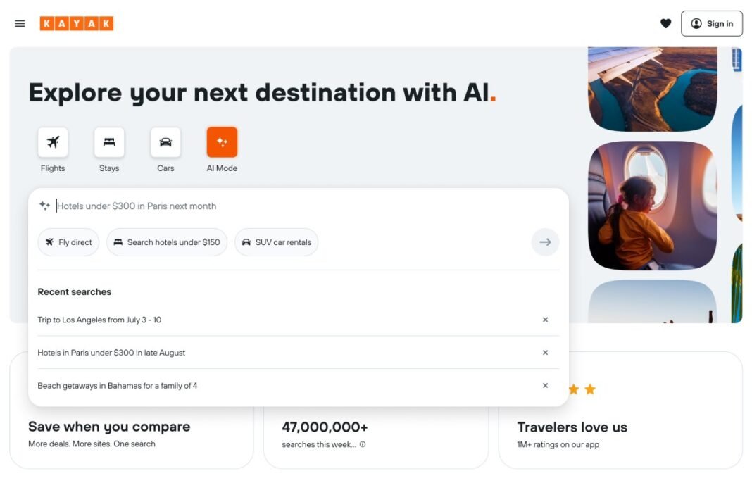 Kayak launches an ‘AI Mode’ for travel questions, search, and bookings
