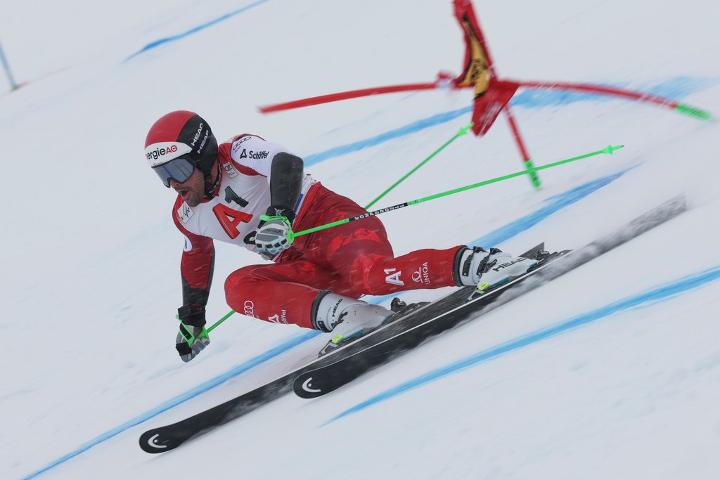 Austria's Vincent Kriechmayr competing in men's World Cup giant slalom