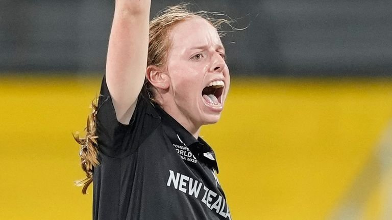 New Zealand's Bree Illing appeals for a wicket during the Women's Cricket World Cup