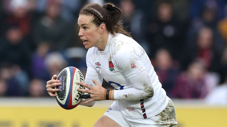 Emily Scarratt competing for Red Roses at fifth World Cup