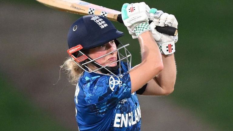 Emma Lamb showcasing her batting skills for England Women