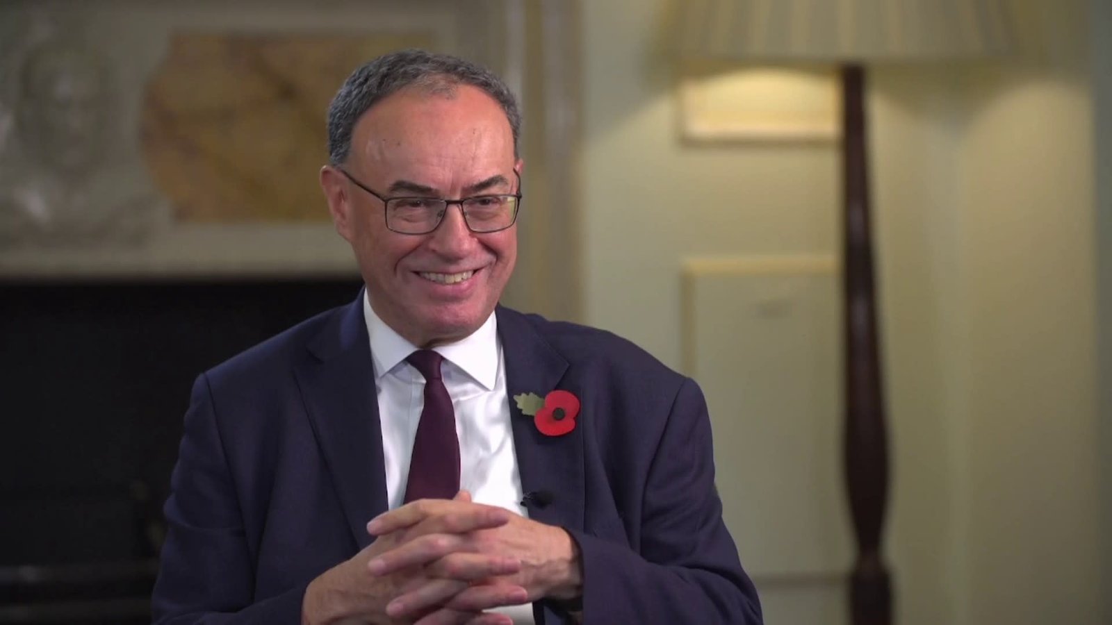 Bank Of England Governor Andrew Bailey speaking during interview