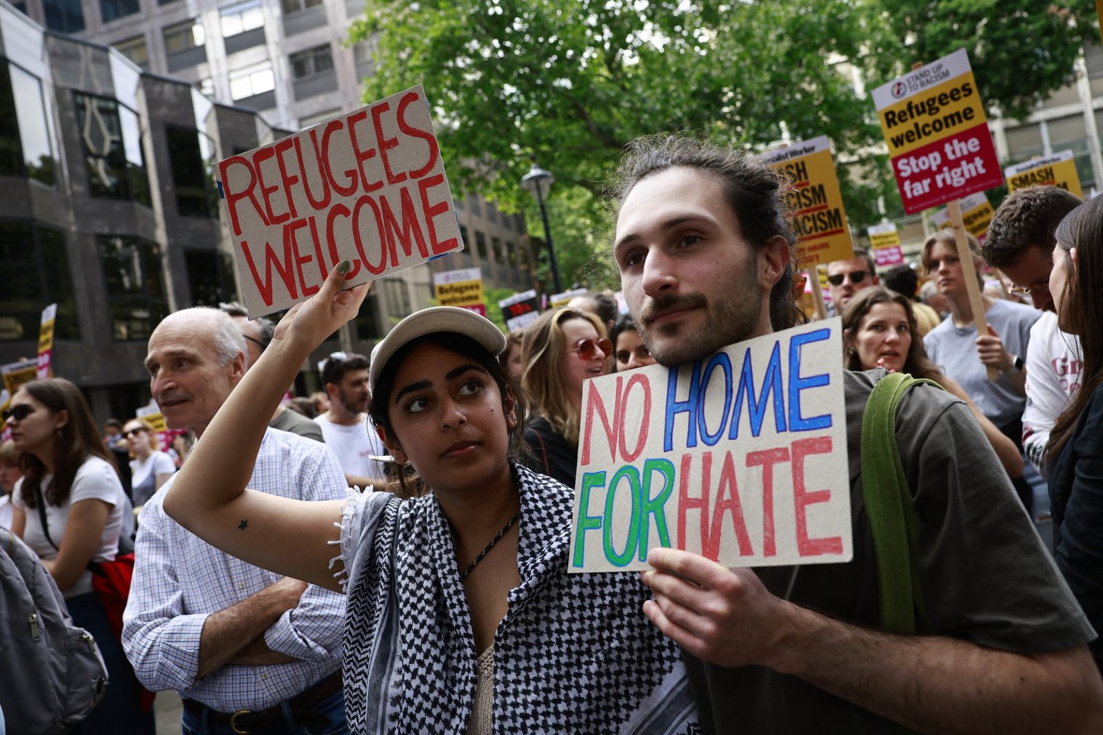 uk immigration protest presentation placards far right London August10th2014 