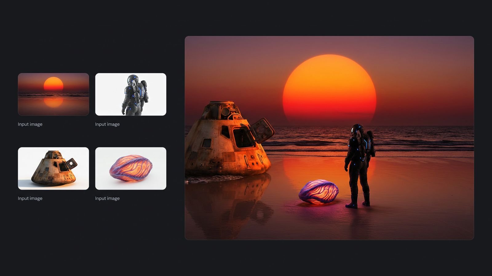 AI-generated composite visual blending multiple design elements