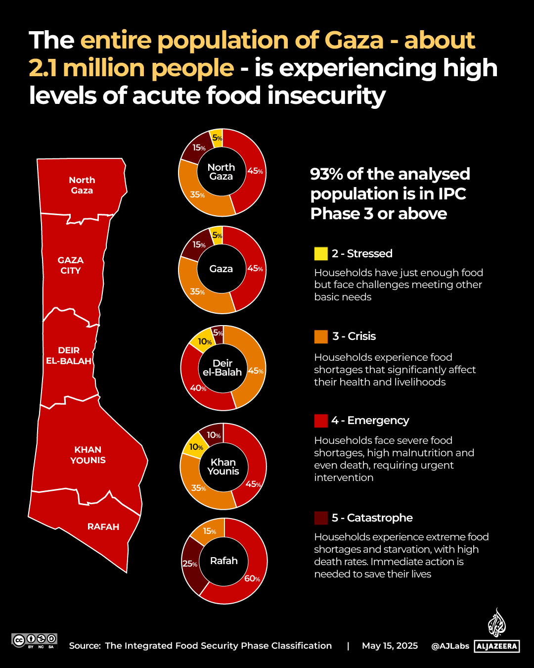 Interactive map showing hunger levels in Gaza