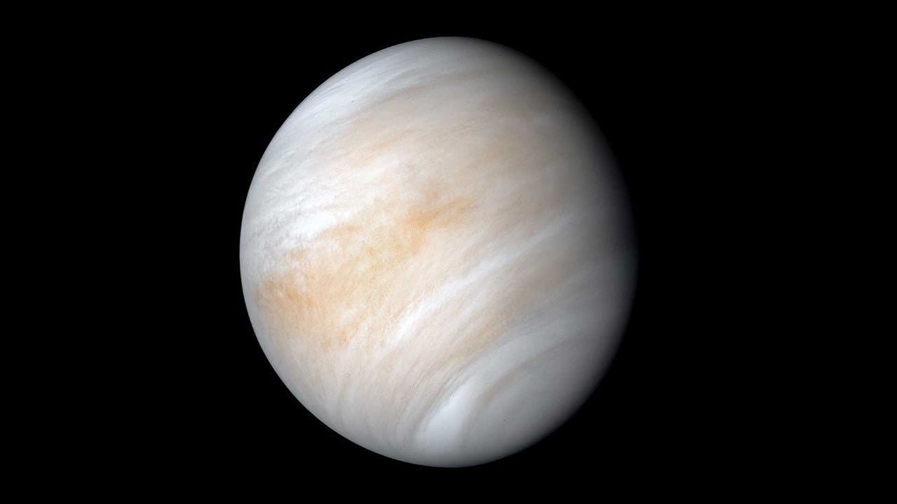 Venus planet shrouded in thick clouds