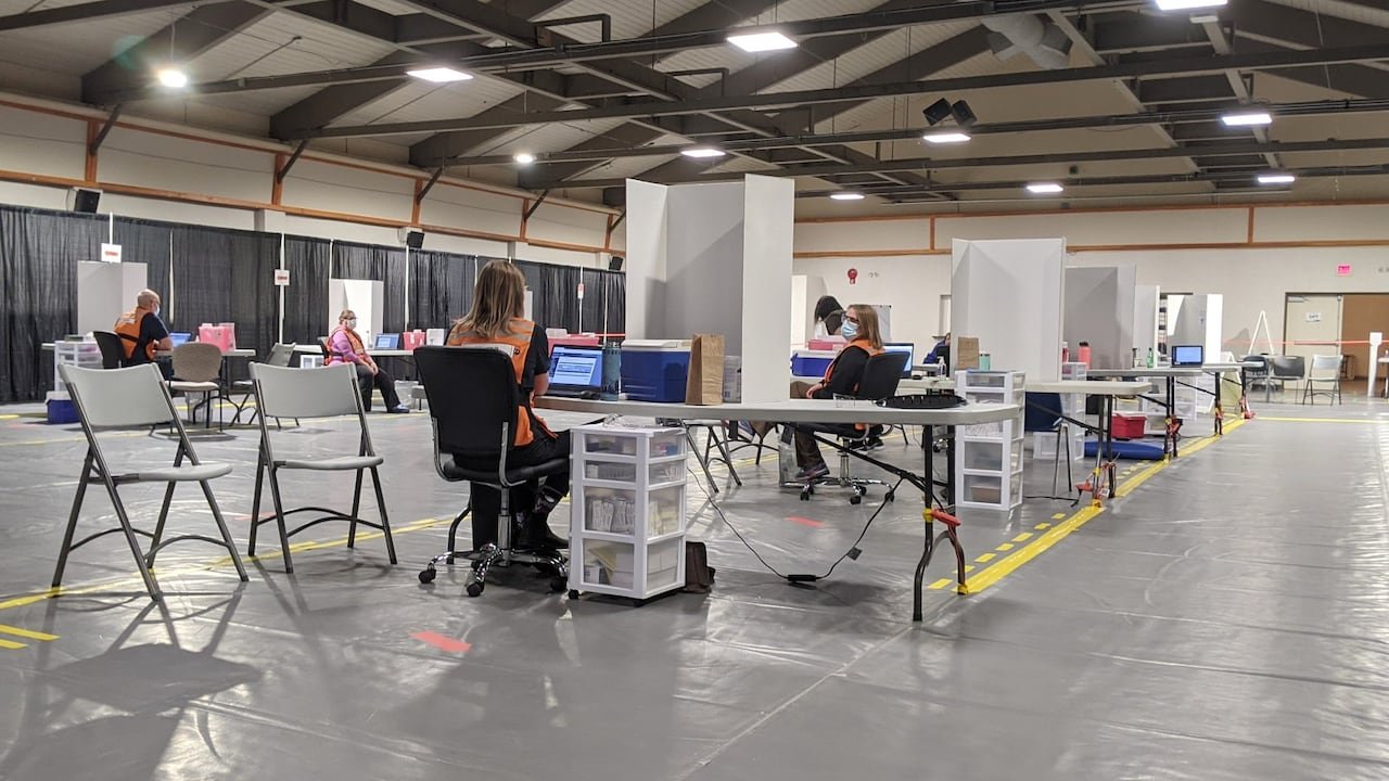 Community clinic administering seasonal flu vaccinations