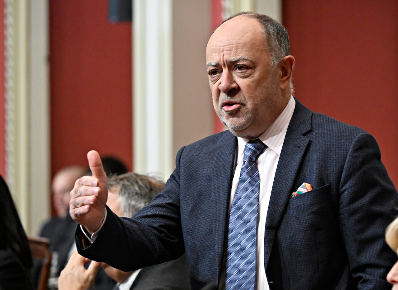 Quebec Health Minister Christian Dubé speaking at National Assembly