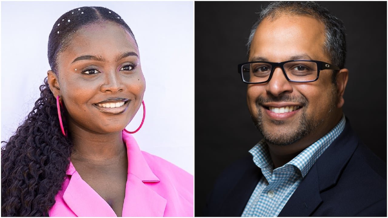 Two smiling individuals representing mentorship between university student & doctor