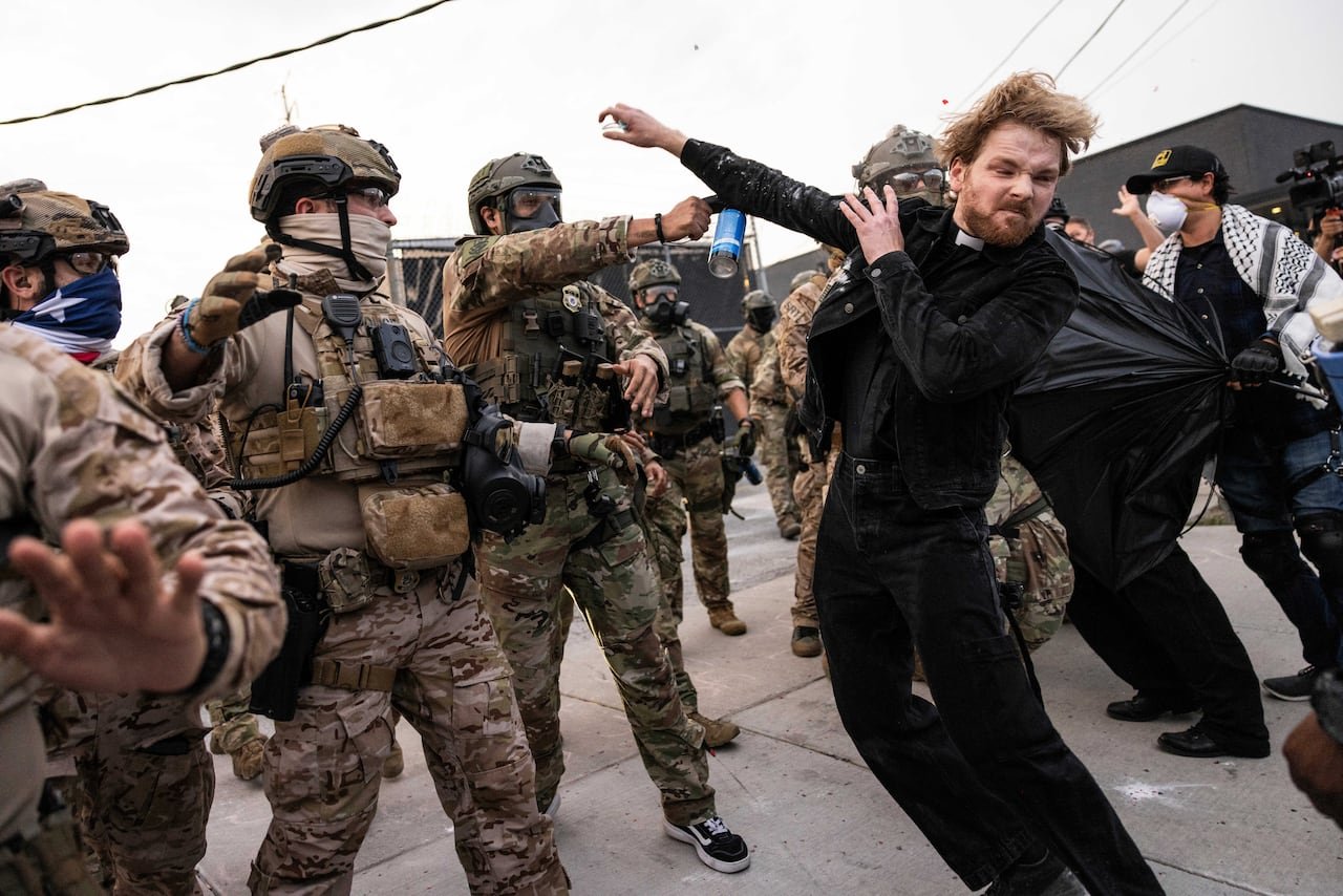 A preacher pepper-sprayed by officers
