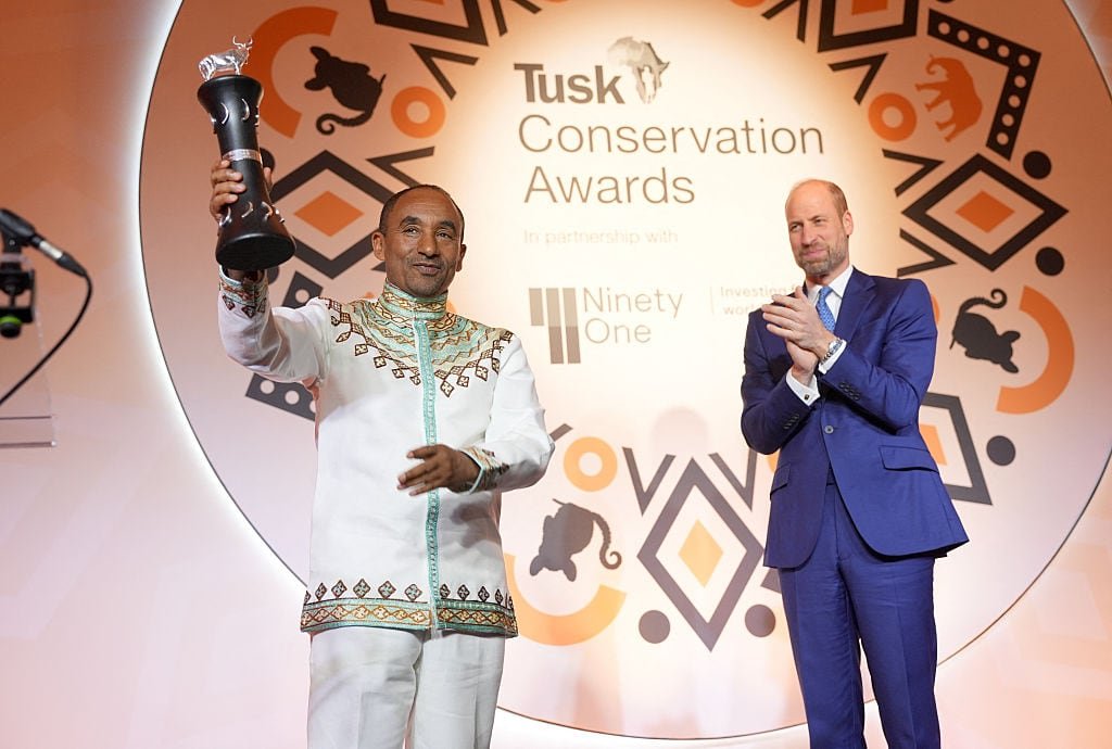Prince William presenting conservation award.