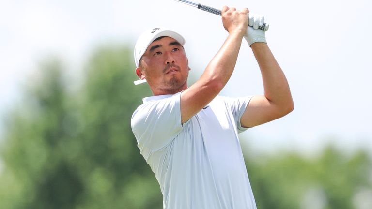 Doug Ghim hitting a shot during PGA Tour event