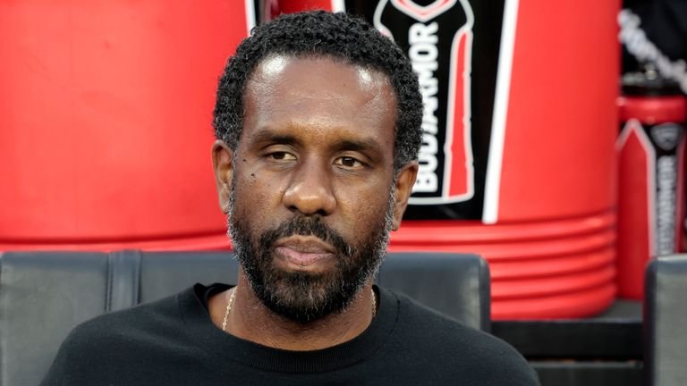 Wilfried Nancy coaching Columbus Crew before a match at gillette Stadium