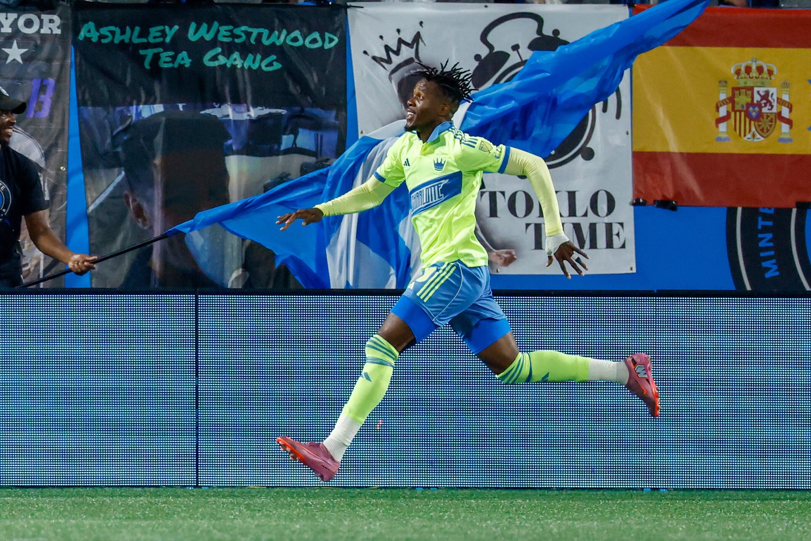 Wilfried Zaha celebrating goal for Charlotte FC
