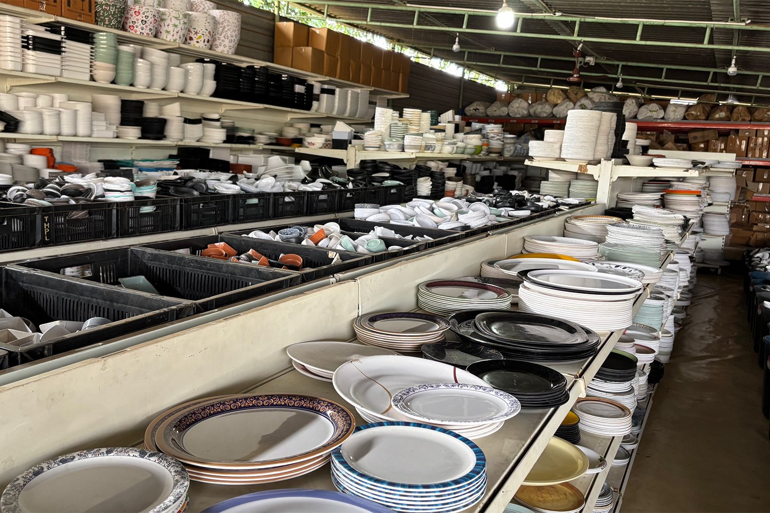 salvaged items from ocean life stacked in shops