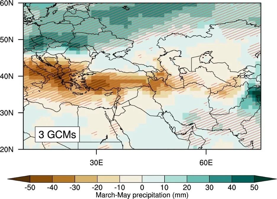 Projected spring precipitation changes under climate models