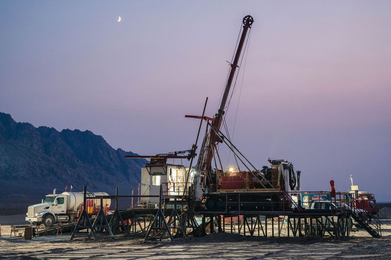 Geothermal plant machinery operating outdoors