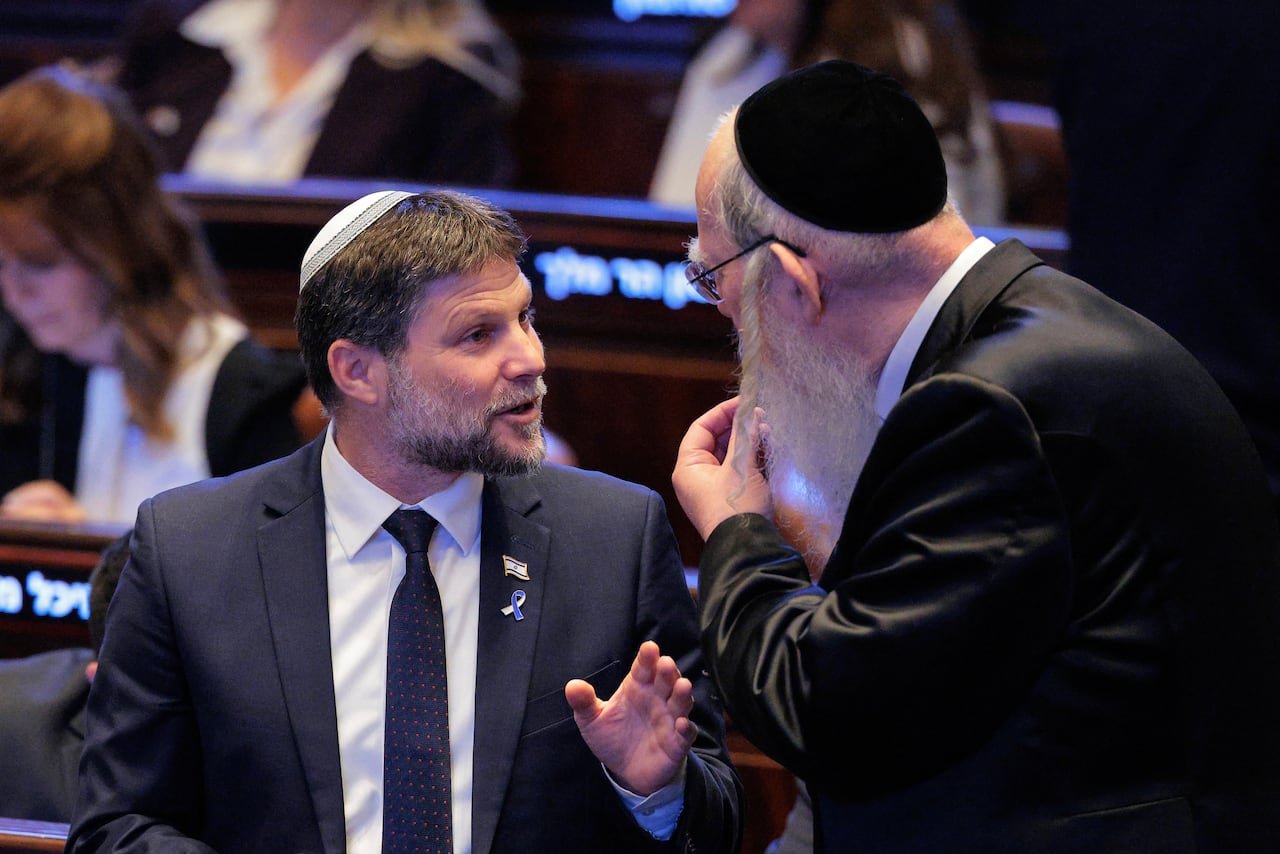 Israeli Finance Minister Bezalel Smotrich addressing Knesset
