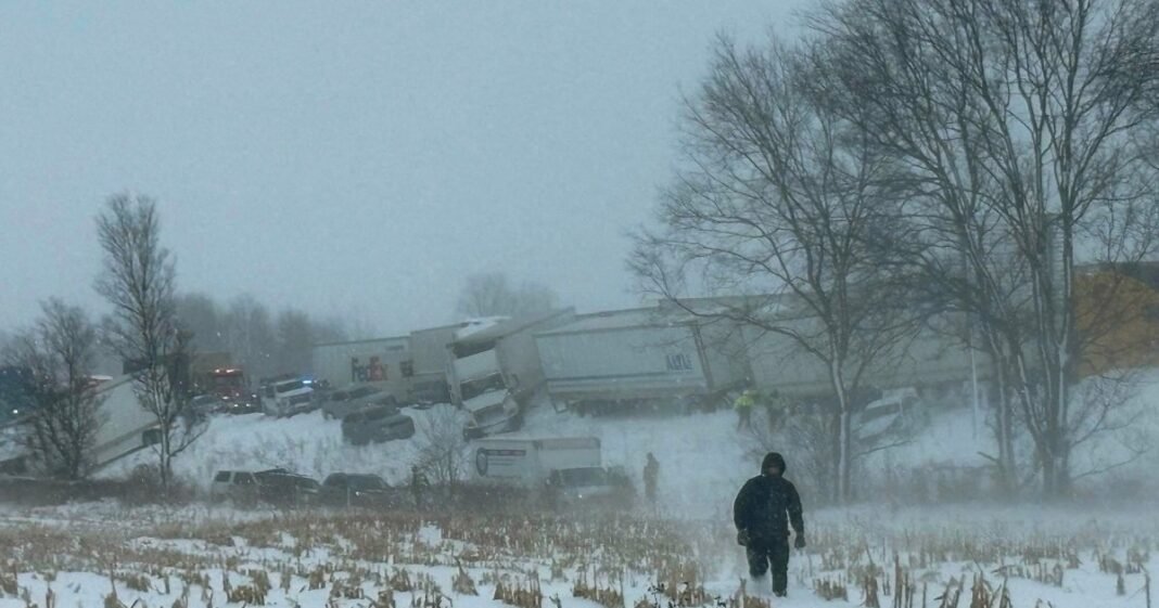 Chaos on the Roads: 100-Car Pile-Up Traps Motorists in Fierce Snowstorm