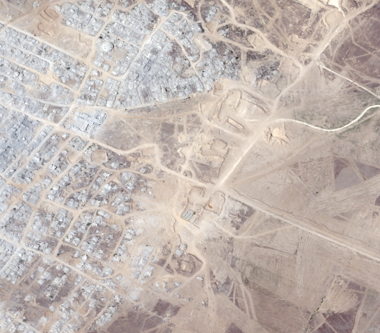 Satellite image showing partial destruction in Beit Hanoon before demolition