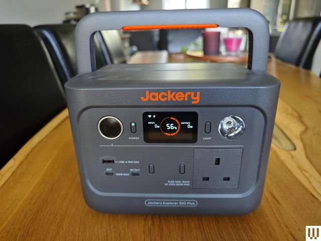 Jackery Explorer 300 Plus portable power station with handle and multiple outlets