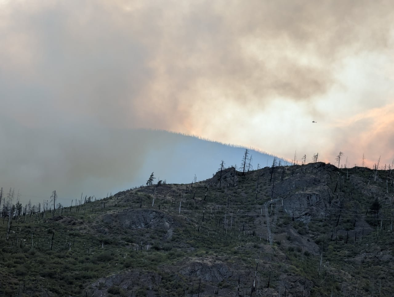 Charred landscape after wildfire near Lytton BC