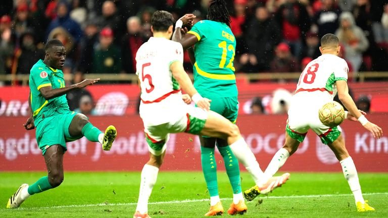 Pape Gueye celebrates scoring decisive goal