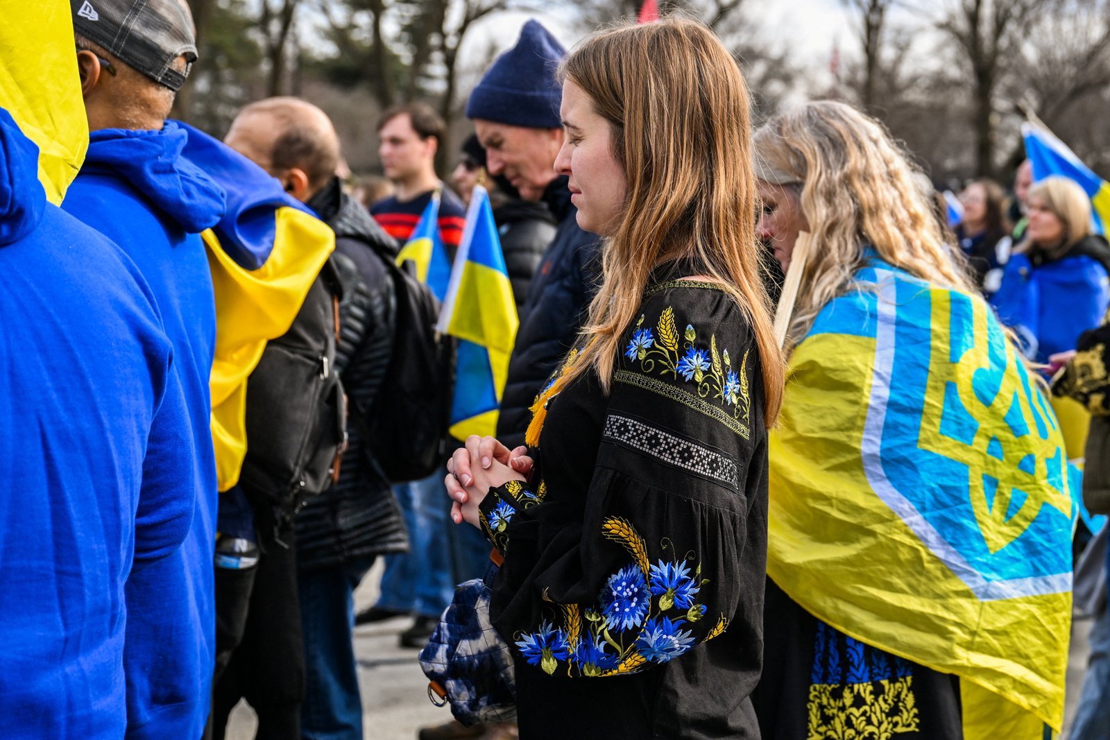 Demonstrators gather at the Lincoln Memorial in Washington, D.C.,marking four years since Russia's full-scale invasion of Ukraine