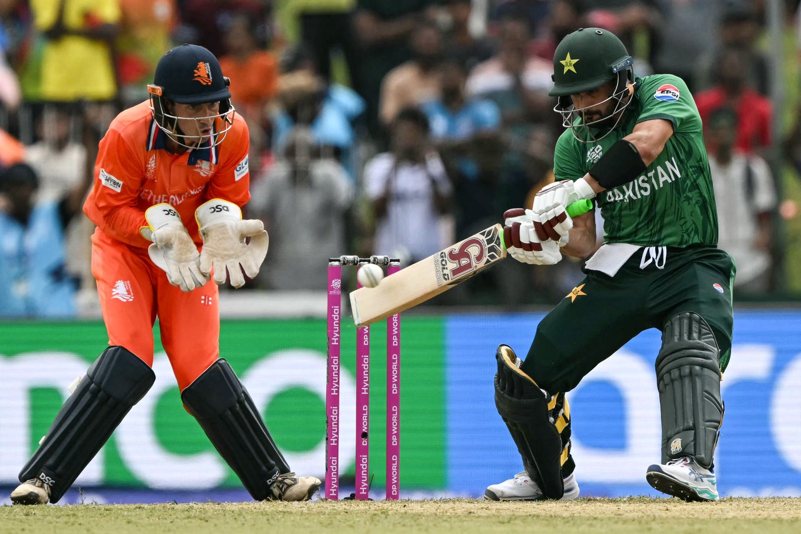 Sahibzada Farhan batting during T20 World Cup group stage
