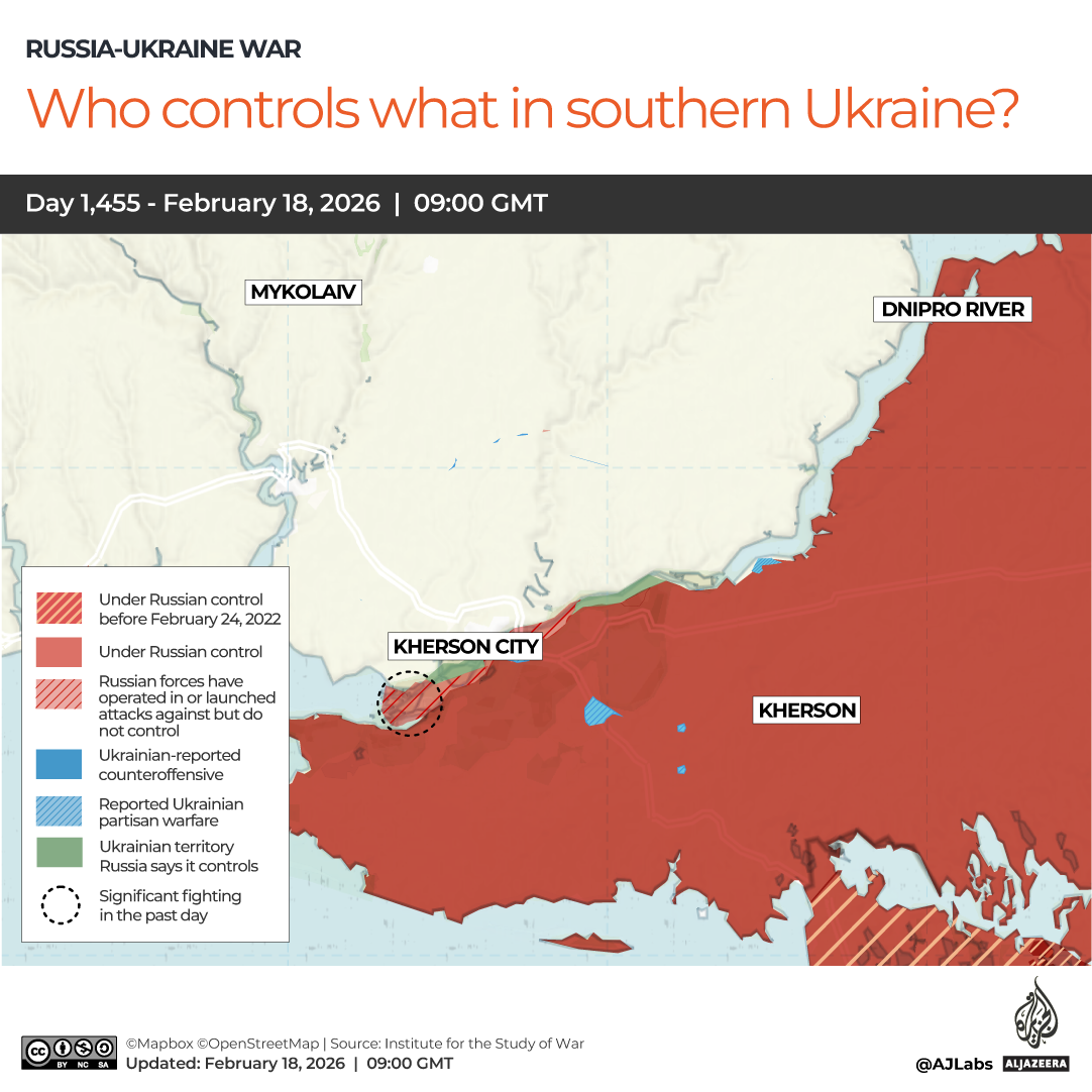 Map illustrating southern regions' territorial status amid ongoing conflict dynamics