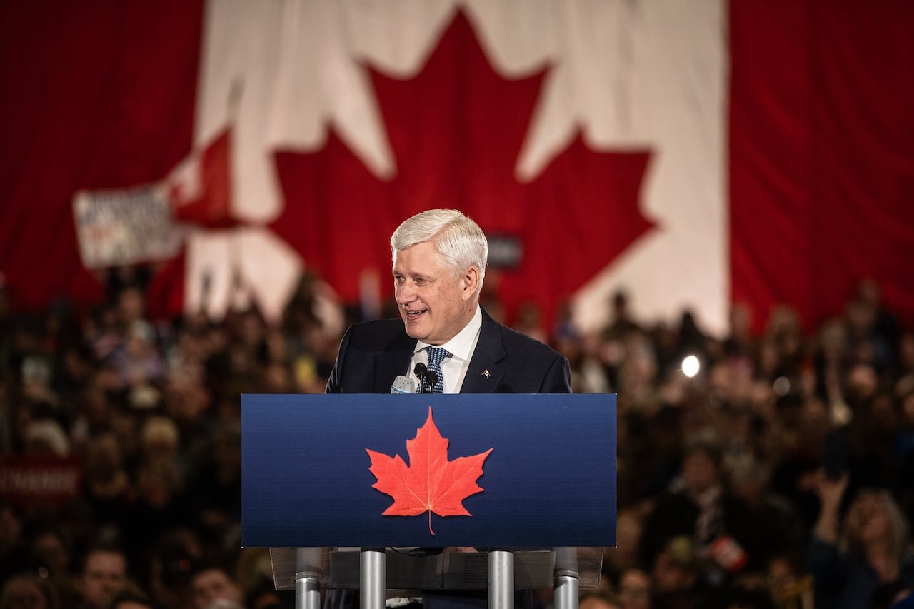 Stephen Harper speaking at a political rally