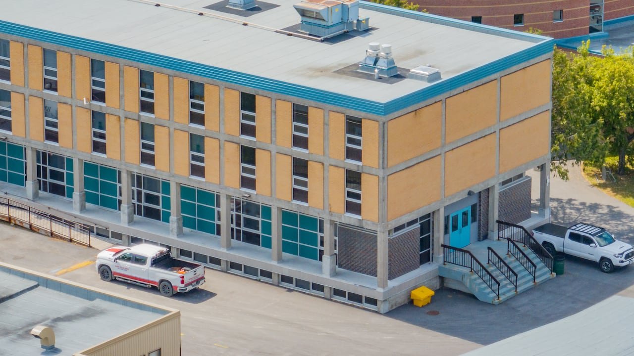 Current exterior view of St. Pius X High School building