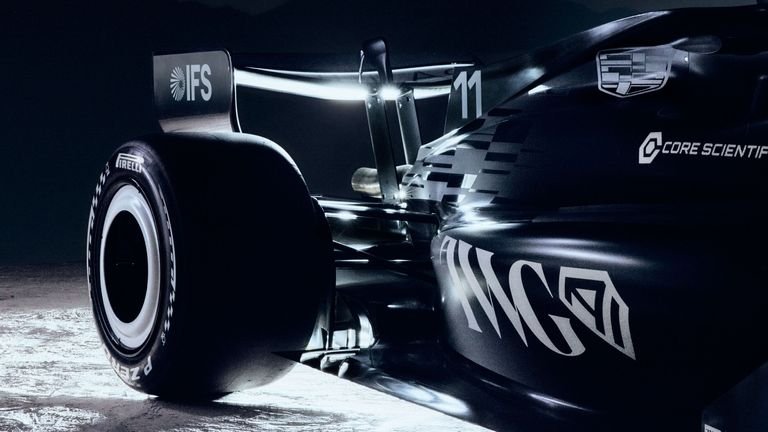 Side profile showcasing full contrast effect on new Cadillac F1 car livery
