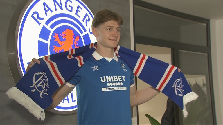 Ryan Naderi signing proclamation at Rangers