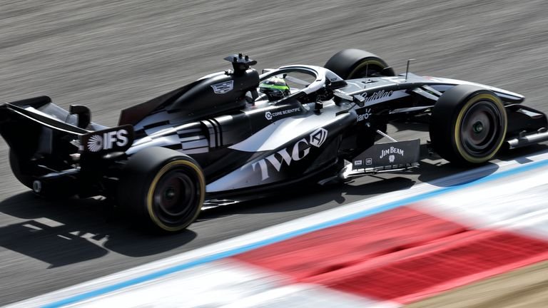Sergio Perez behind wheel of new Cadillac F1 car